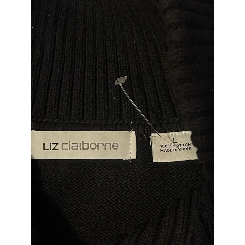 Liz Claiborne Sweater L Vintage Black And White Diamond Design bag 7‎